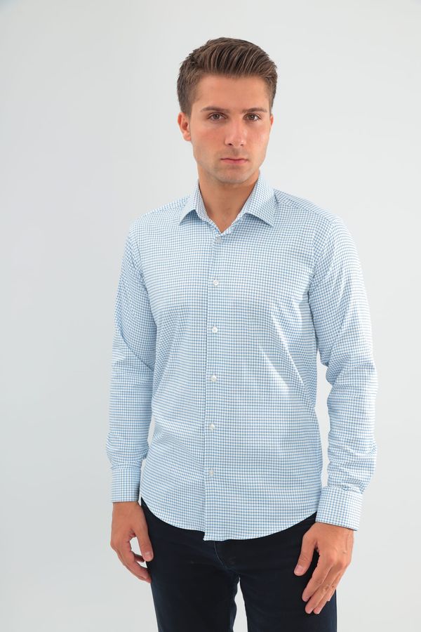 Lycra Slimfit Mavi kareli