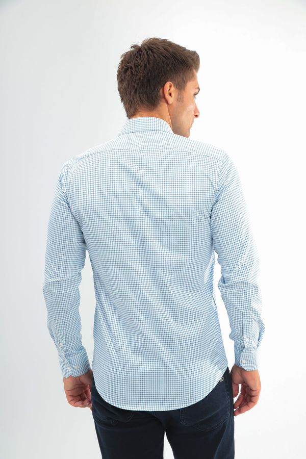 Lycra Slimfit Mavi kareli