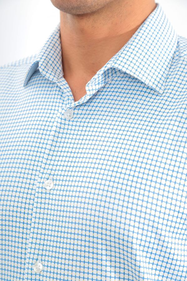 Lycra Slimfit Mavi kareli