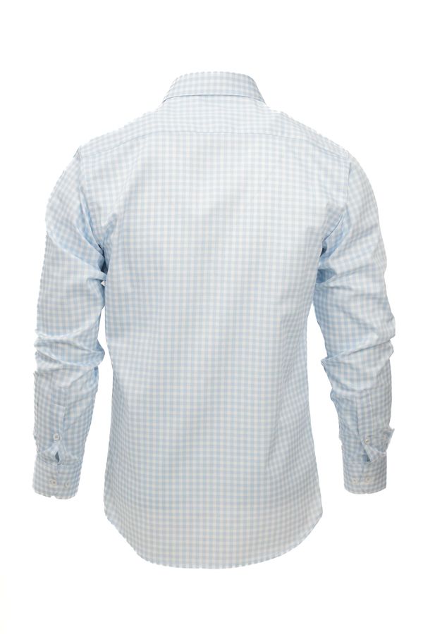 %100 Cotton Slimfit mavi kareli