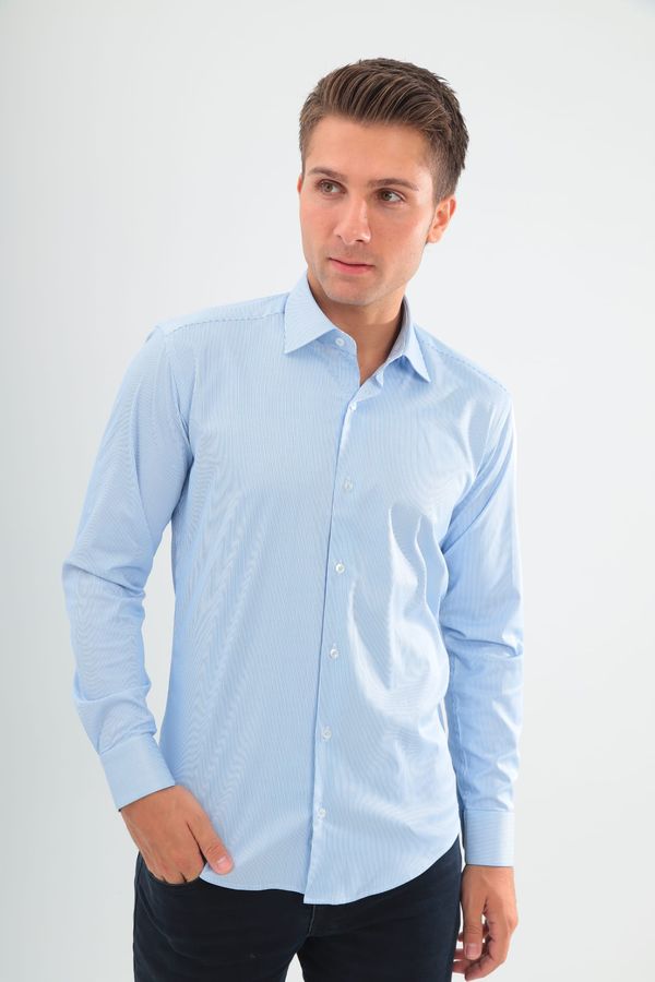 Lycra Slimfit Mavi Çizgili